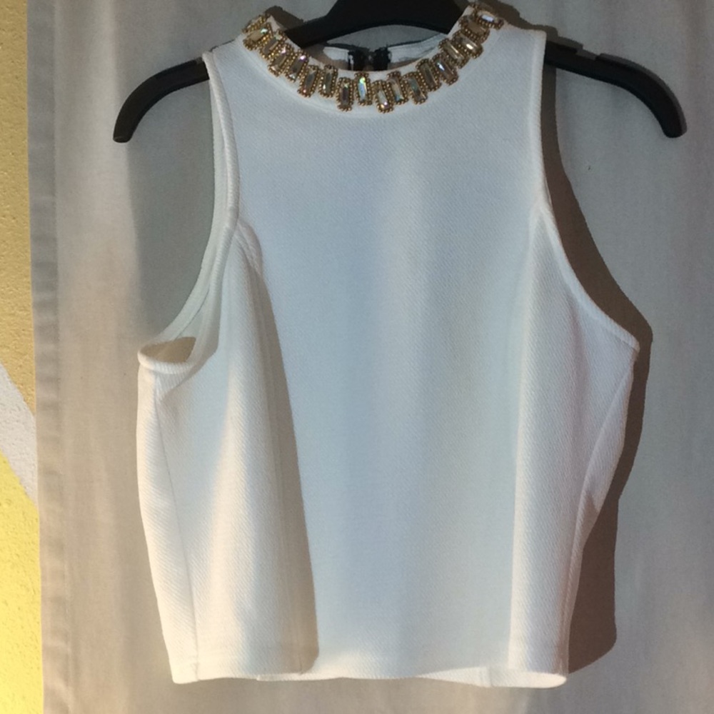The Clothing Company Cream Mid drift top